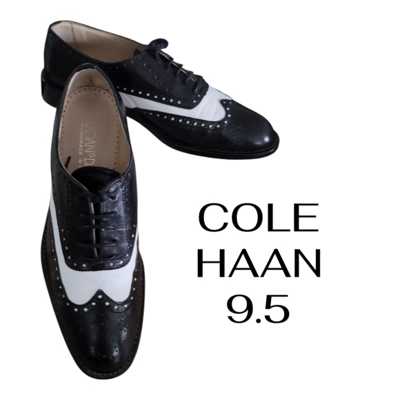 Cole Haan WOMENS  WING TIPTwo-Tone Black and White Oxfords, SIZE 9.5 - Picture 1 of 7